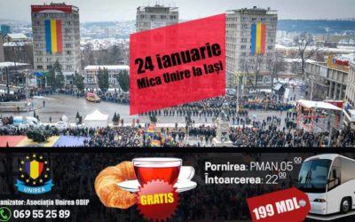 Unioniștii de pe ambele maluri ale Prutului sunt așteptați la Iași să marcheze Mica Unire