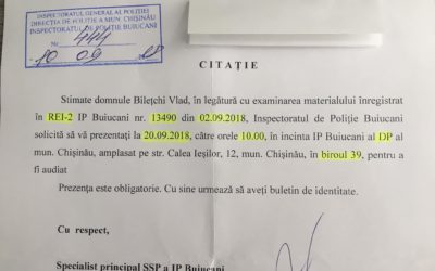 Liderul „UNIREA – ODIP”, Vlad Bilețchi, citat de poliție în legătură cu incidentele de pe 1 septembrie
